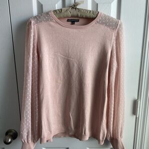 Pink Sweater with Sheer Polka Dot Sleeves